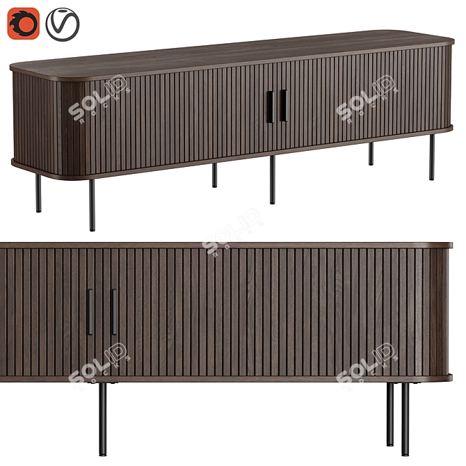 Modern Oak Media Console by Dantone 3D model image 1