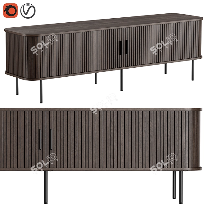 Modern Oak Media Console by Dantone 3D model image 6