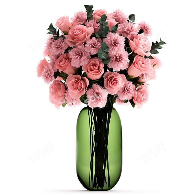 Dried Flower Bouquet Set in Glass Vases, 288 3D model image 5