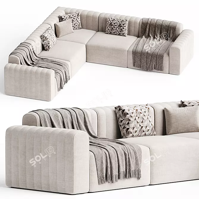 Retro-modern RIFF Corner Sofa 3D model image 1