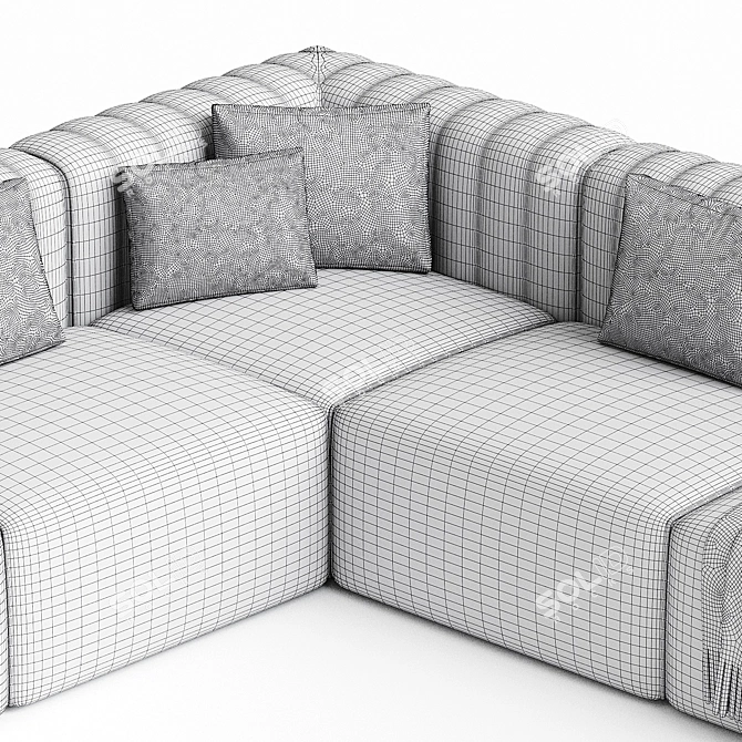Retro-modern RIFF Corner Sofa 3D model image 3