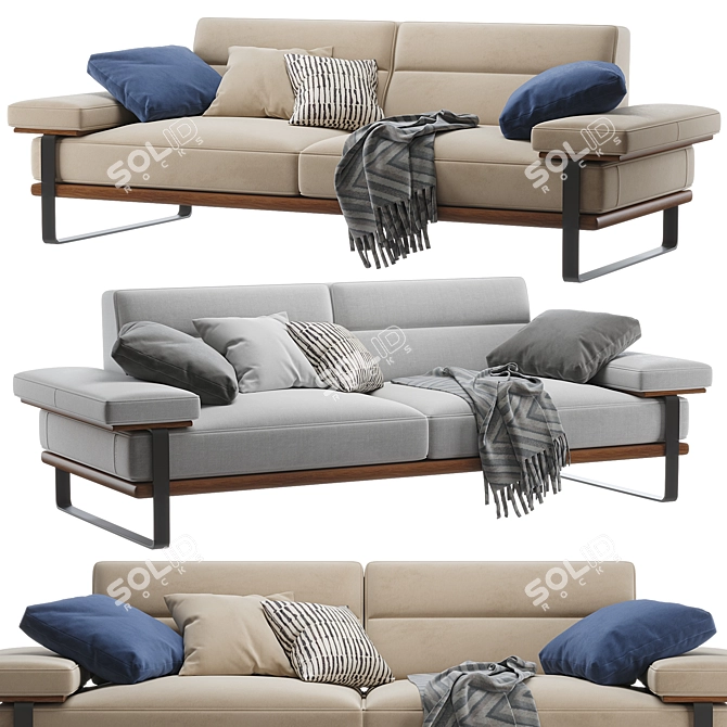 Modern Lavina 3-Seater Sofa 3D model image 1