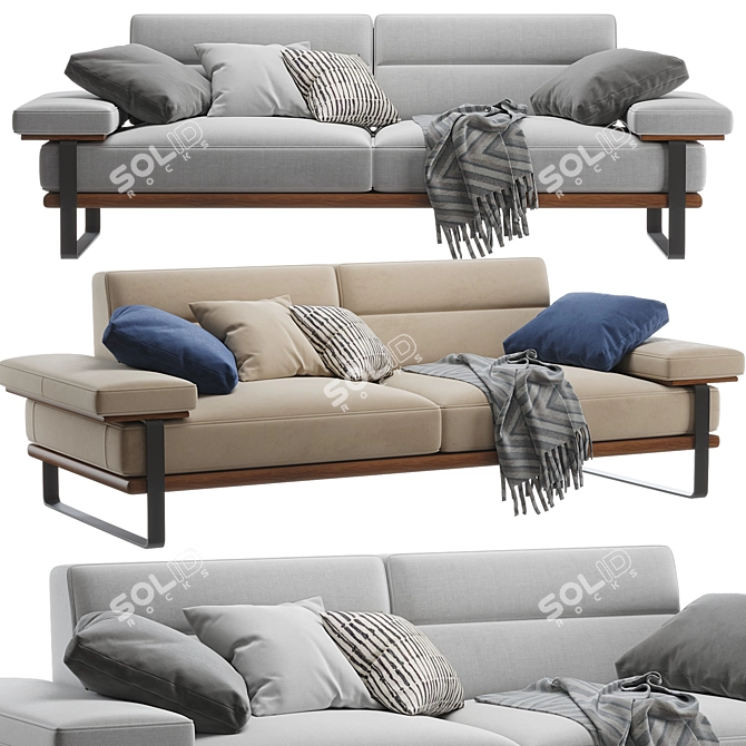 Modern Lavina 3-Seater Sofa 3D model image 2