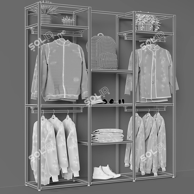 Dual-Render Cloth Hanger Stand 3D model image 4