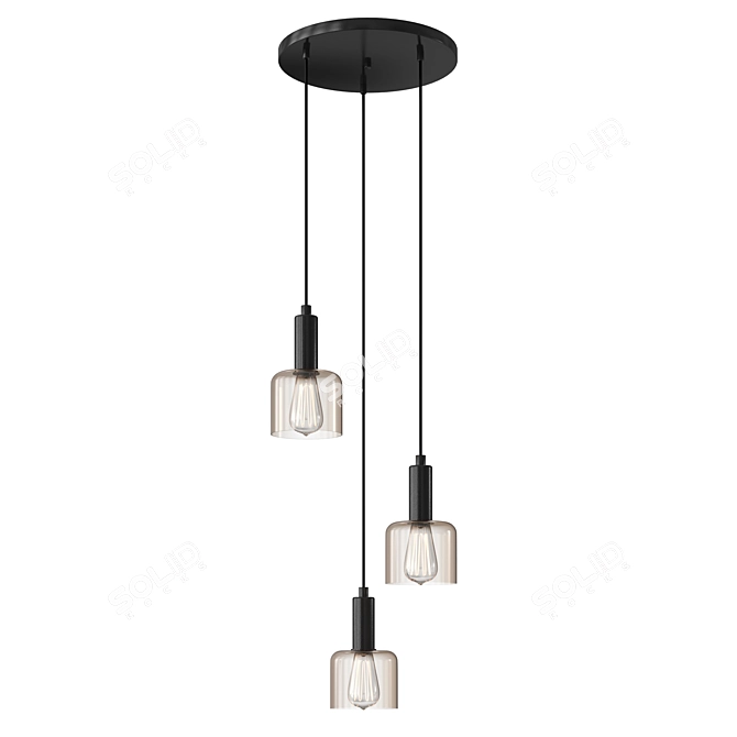 Elegant Black Glass Pendant Light 3D model image 1