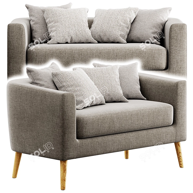 Decato Loveseat: Modern Elegance & Comfort 3D model image 2