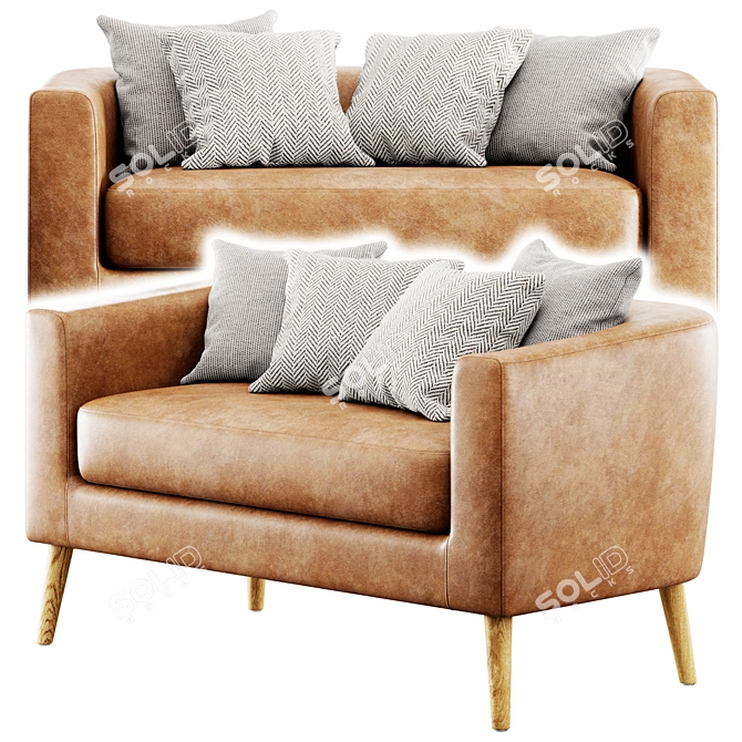 Decato Loveseat: Modern Elegance & Comfort 3D model image 3