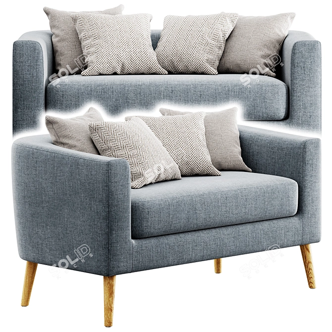Decato Loveseat: Modern Elegance & Comfort 3D model image 4
