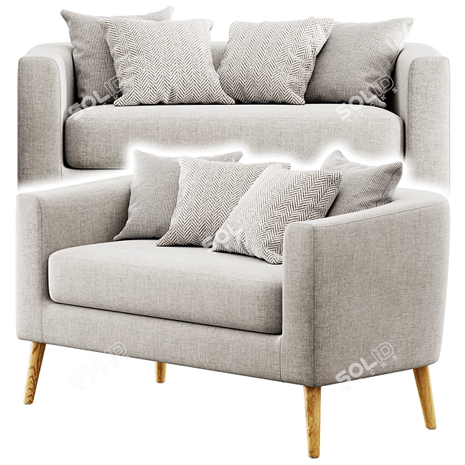 Decato Loveseat: Modern Elegance & Comfort 3D model image 6