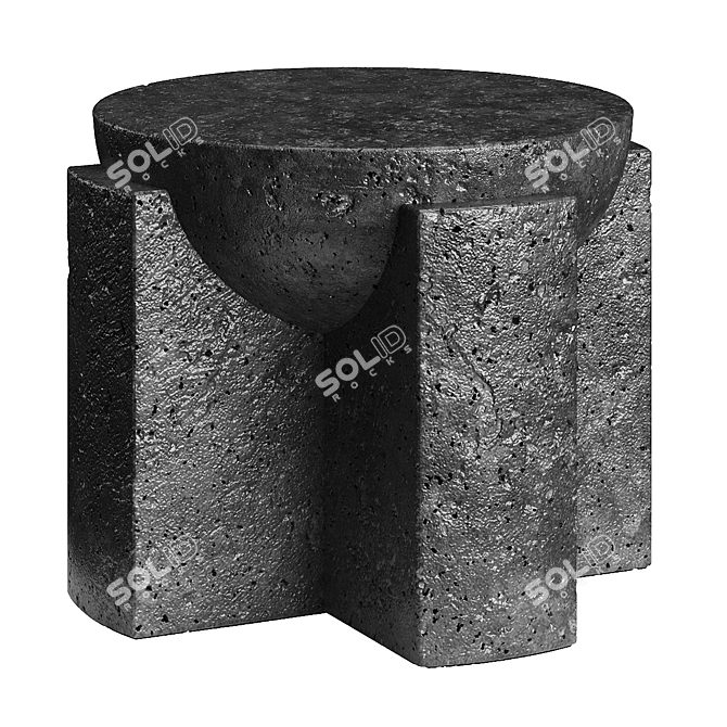 Sculptural Stone Side Table 3D model image 4