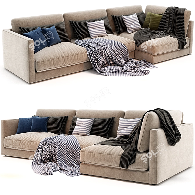 Elegant Blanche Chaise Longue Sofa 3D model image 1