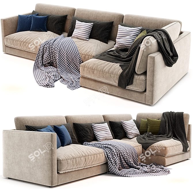 Elegant Blanche Chaise Longue Sofa 3D model image 2