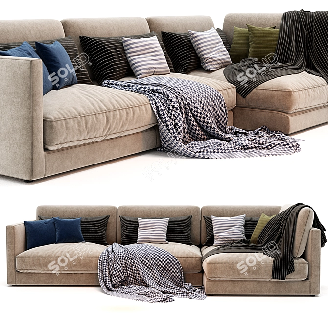 Elegant Blanche Chaise Longue Sofa 3D model image 3