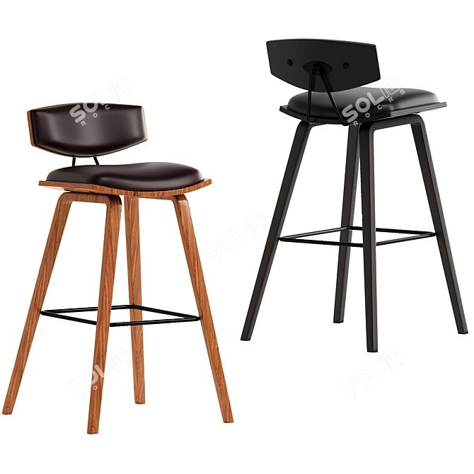 Armen Living Leather Barstool Kit 3D model image 1