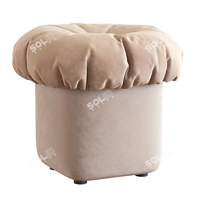 Modern Tufted Cotton Ottoman Pouf 3D model image 1