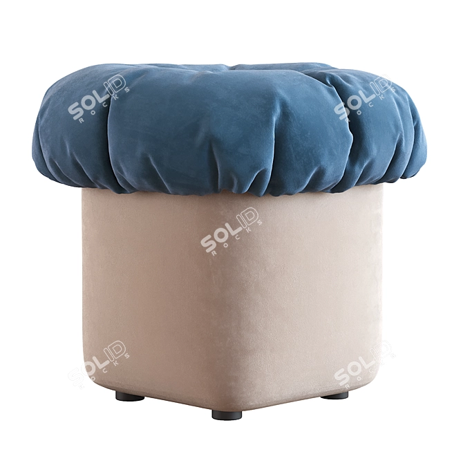 Modern Tufted Cotton Ottoman Pouf 3D model image 2