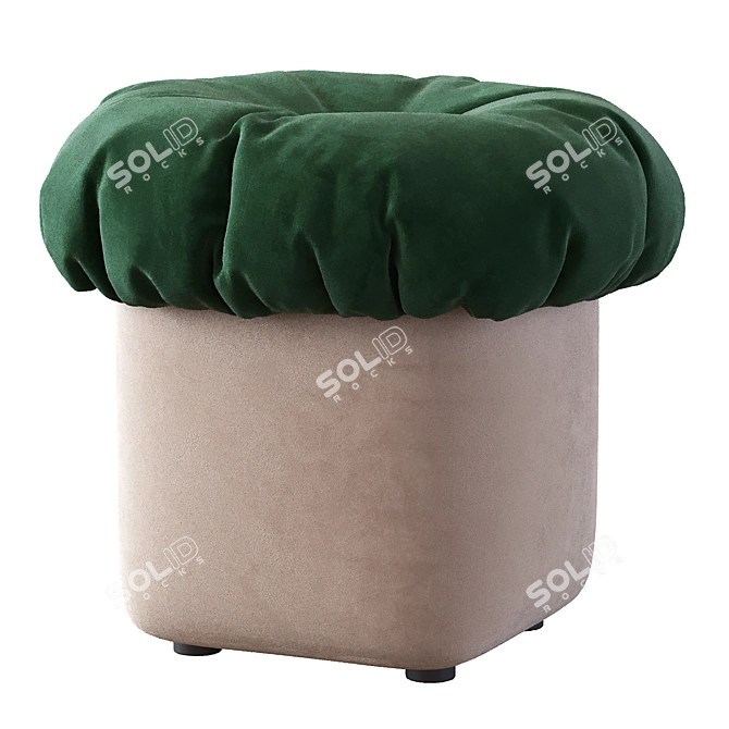 Modern Tufted Cotton Ottoman Pouf 3D model image 4