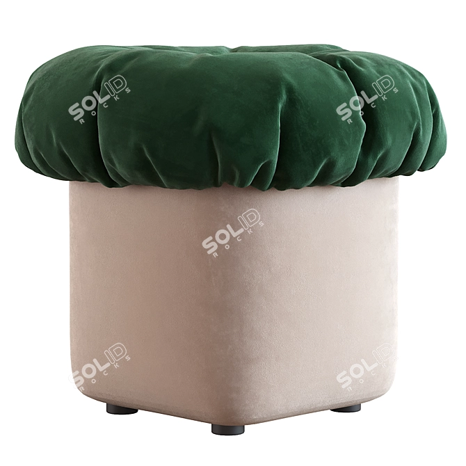 Modern Tufted Cotton Ottoman Pouf 3D model image 6