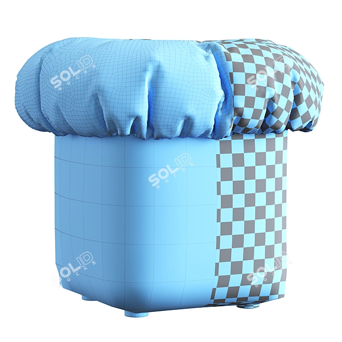 Modern Tufted Cotton Ottoman Pouf 3D model image 7