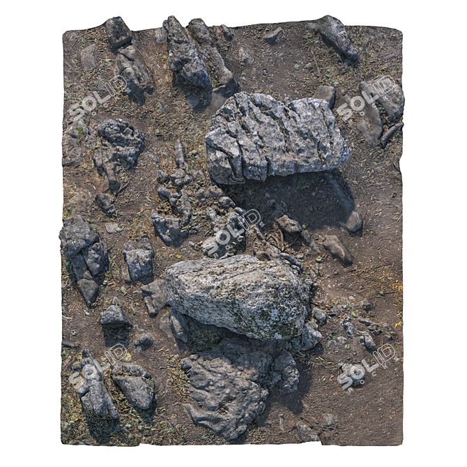 Rocky Cliff Terrain Model 3D model image 3