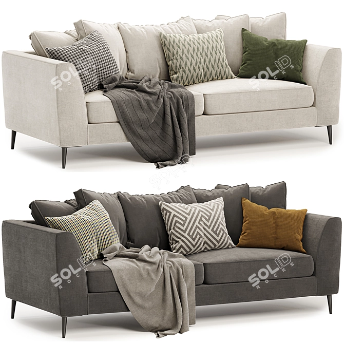 Luxury London 4-Seater Sofa Set 3D model image 1