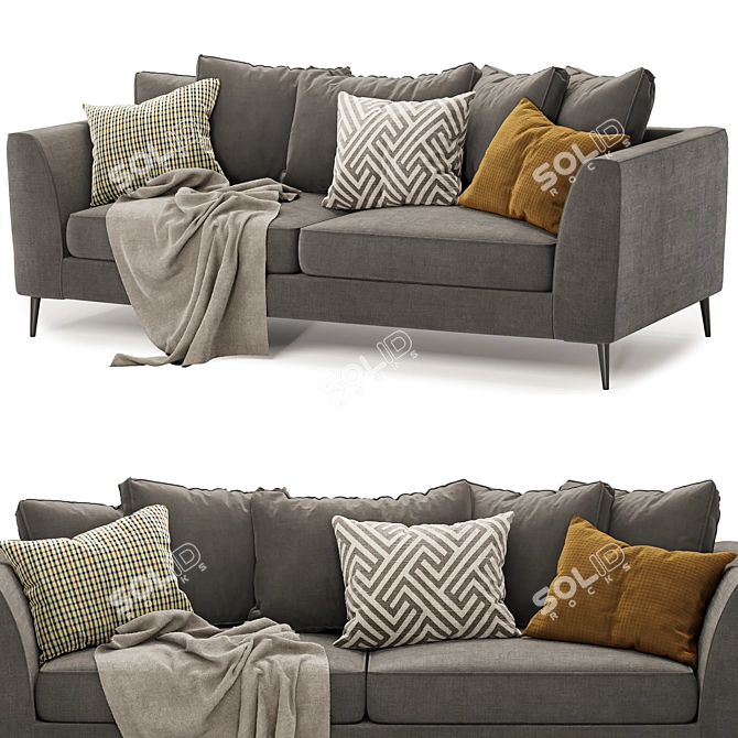 Luxury London 4-Seater Sofa Set 3D model image 2