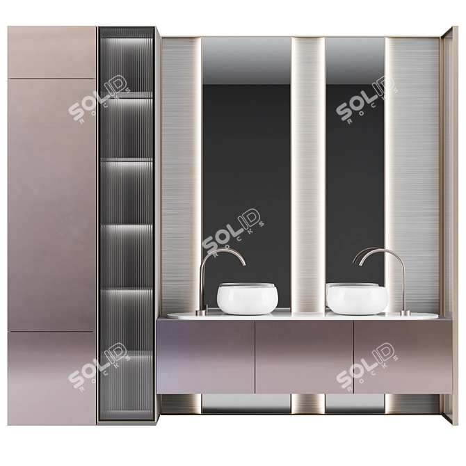 Elegant Bathroom Vanity Set 3D model image 1