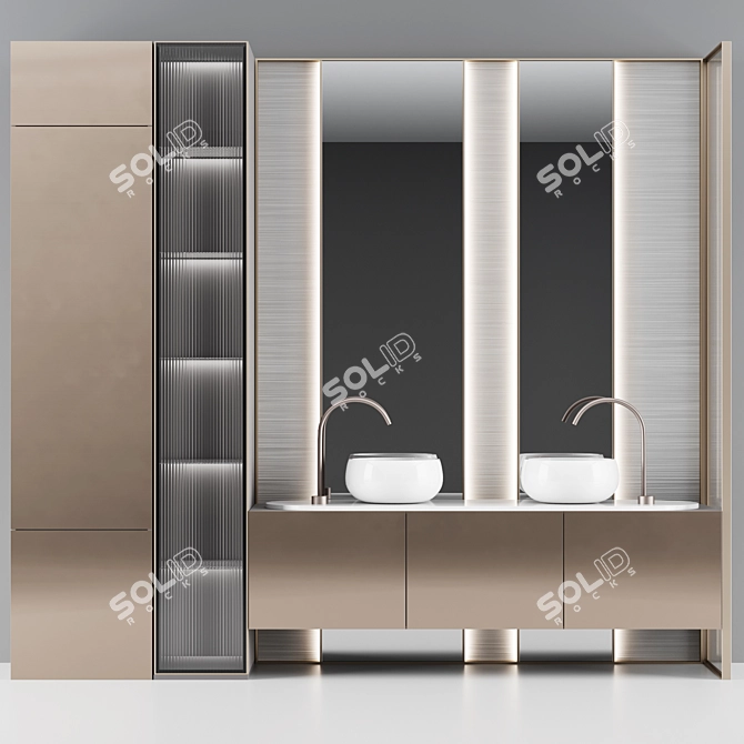 Elegant Bathroom Vanity Set 3D model image 2