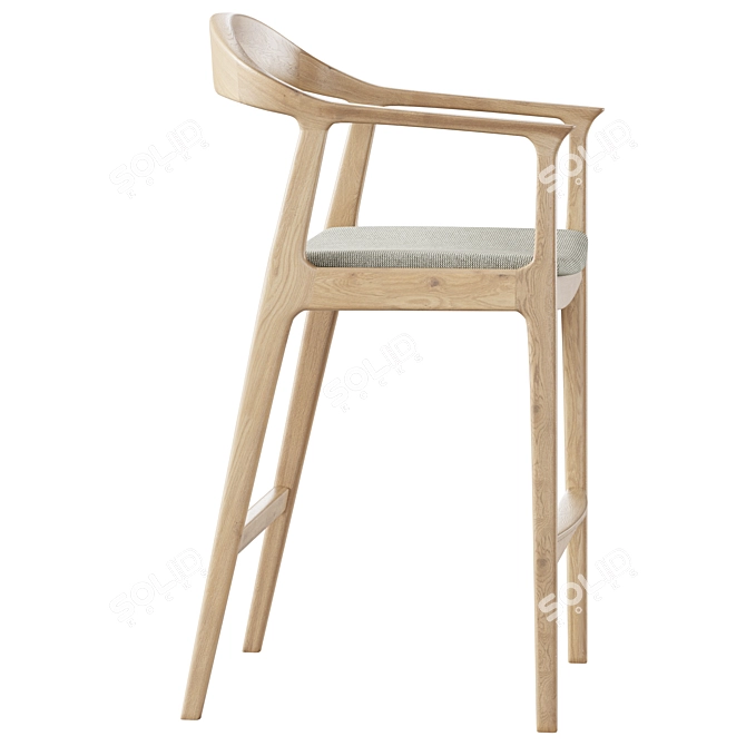 Barolo Half-Bar Stool, Gray 3D model image 2