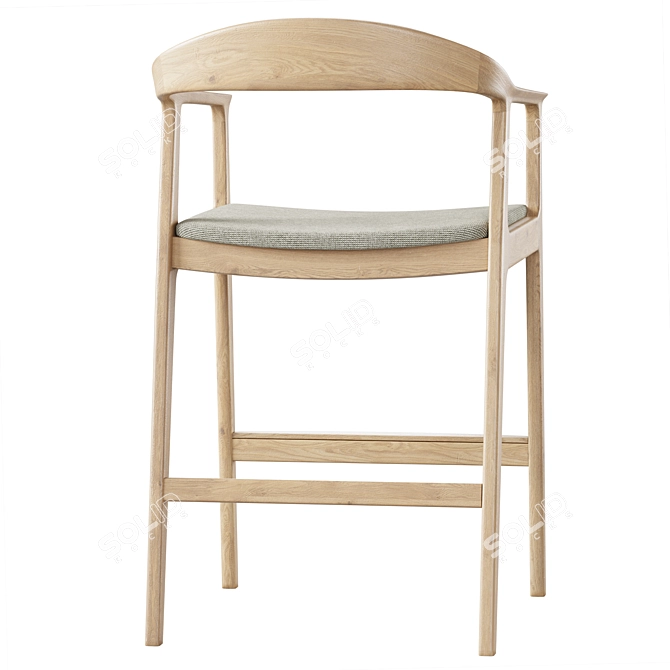 Barolo Half-Bar Stool, Gray 3D model image 3