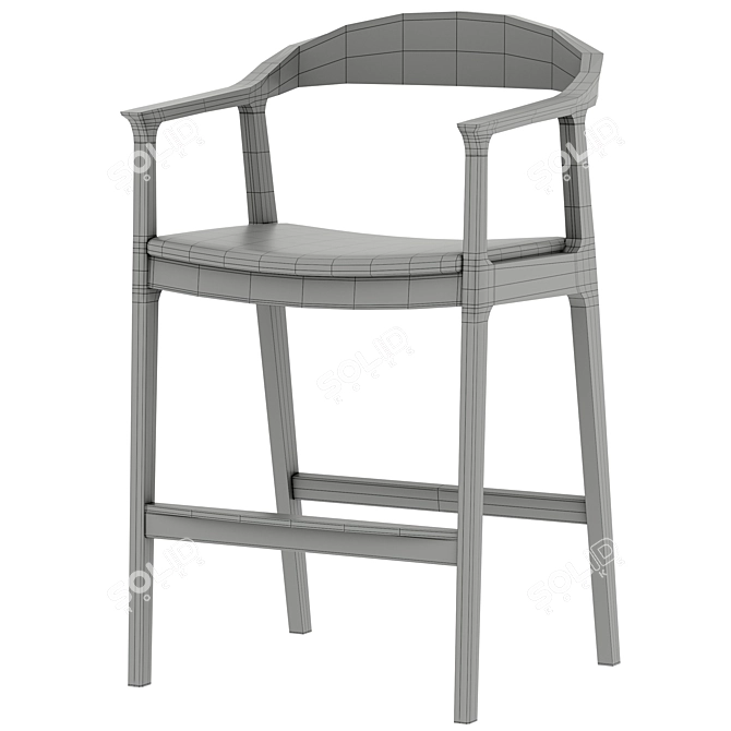 Barolo Half-Bar Stool, Gray 3D model image 4