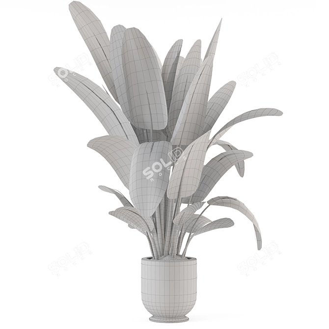 Rustic Concrete Pot Indoor Plants 3D model image 6