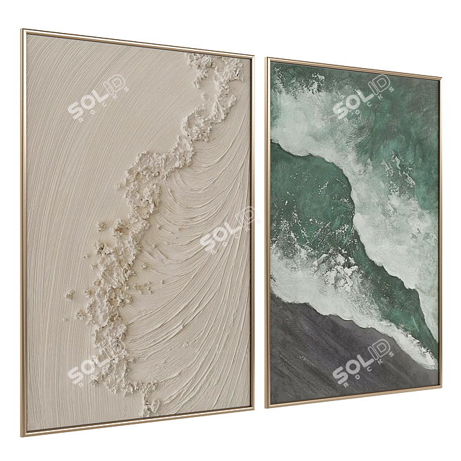 Modern Abstract Painting Set 3D model image 1