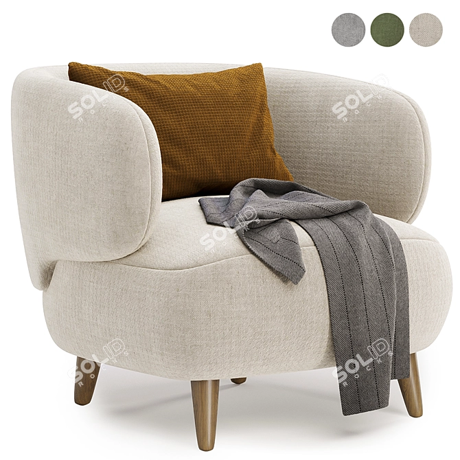 Cozy Luisa Fleece Armchair 3D model image 1