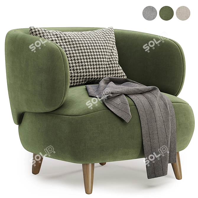 Cozy Luisa Fleece Armchair 3D model image 2