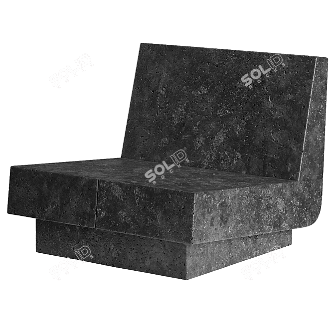 Travertine Oak Lounge Chair Renowned 3D model image 3