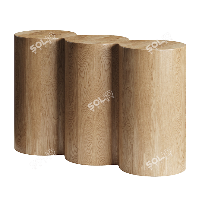 Sculptural Oak Console, Modern Design 3D model image 2