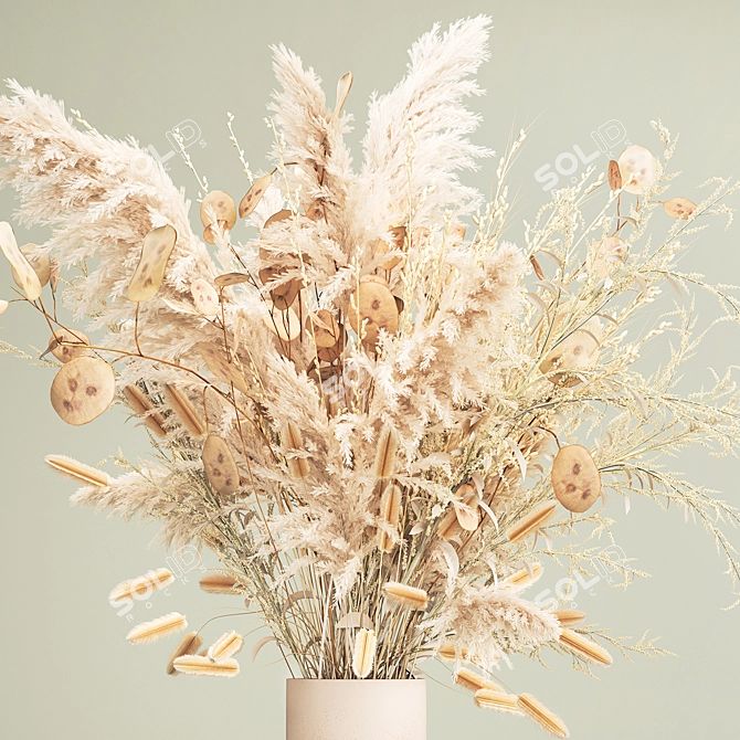 Ethereal White Dried Flower Bouquet 3D model image 2