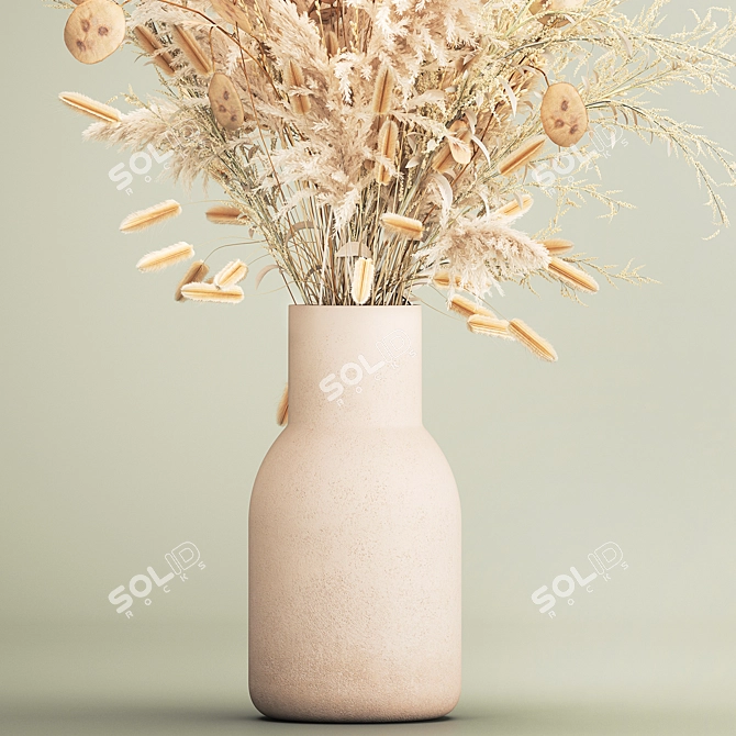 Ethereal White Dried Flower Bouquet 3D model image 3