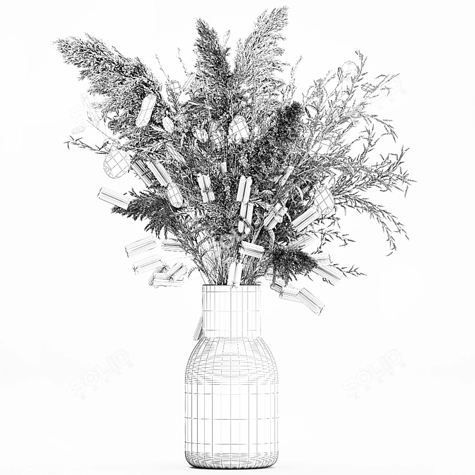 Ethereal White Dried Flower Bouquet 3D model image 6