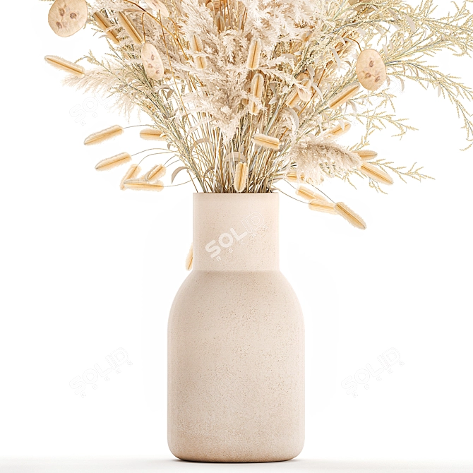 Ethereal White Dried Flower Bouquet 3D model image 10