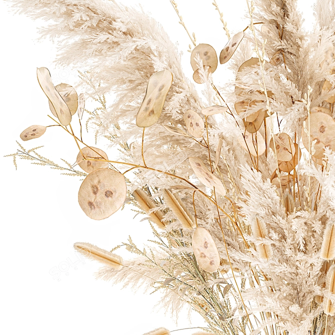 Ethereal White Dried Flower Bouquet 3D model image 11