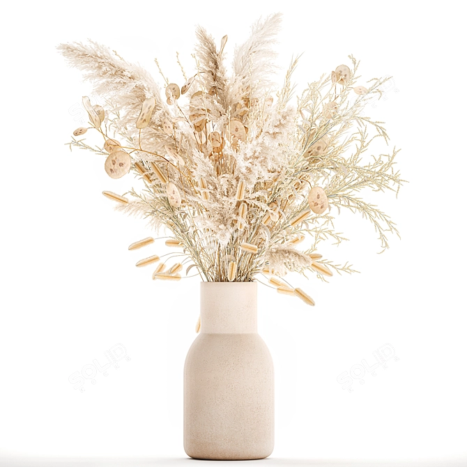 Ethereal White Dried Flower Bouquet 3D model image 12