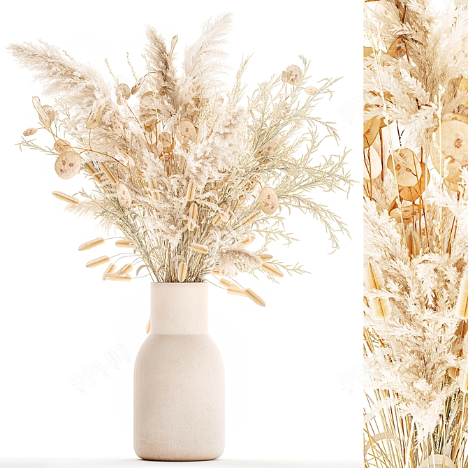 Ethereal White Dried Flower Bouquet 3D model image 14