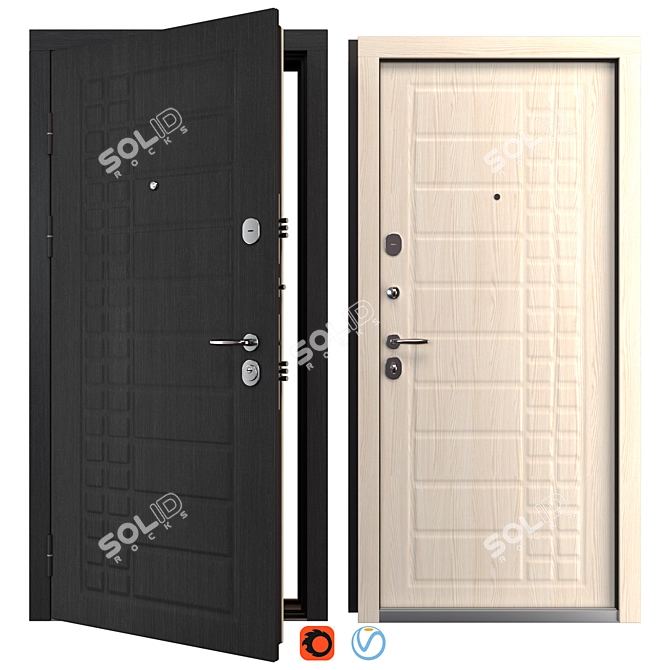 Siona Metal Entry Door Set 3D model image 1