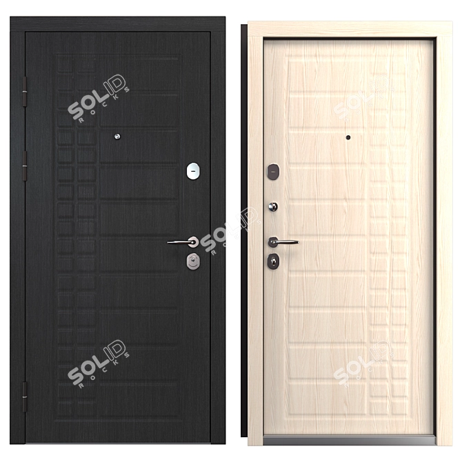 Siona Metal Entry Door Set 3D model image 3