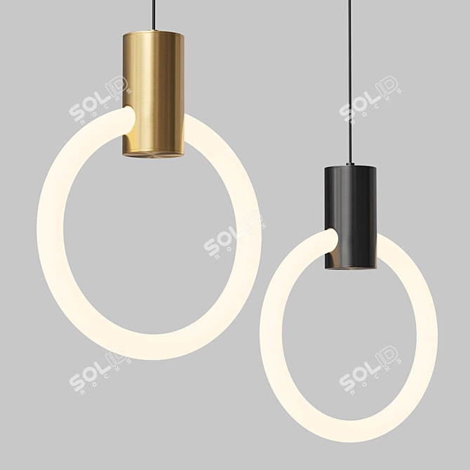 Brass Ring LED Pendant Light 3D model image 1