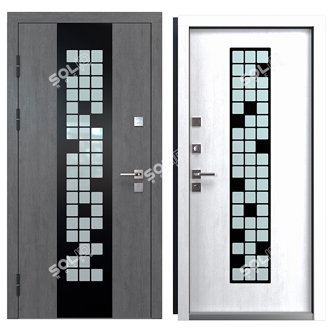 Manhattan Steelguard Entry Door, 900x2050mm 3D model image 3