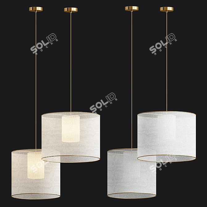 Elegant Moare Pendant Lighting 3D model image 1