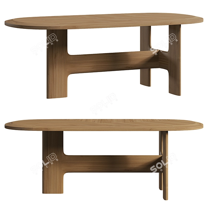 Japanese-Inspired Kiyomizu Dining Table 3D model image 1